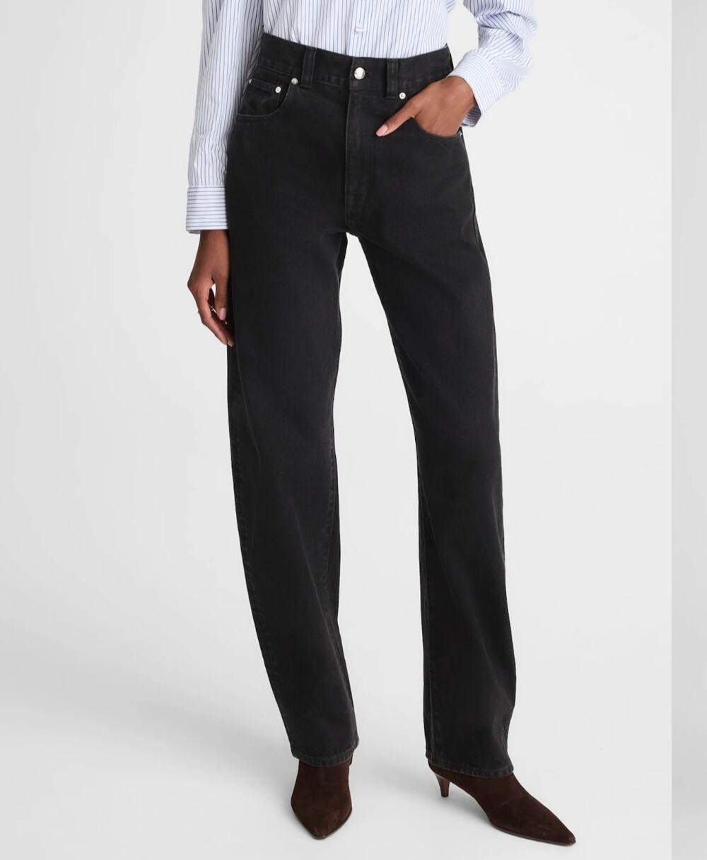 NWT Madewell Balloon High Waisted Jeans Black Frost Barrel Leg Cotton 25 NW241